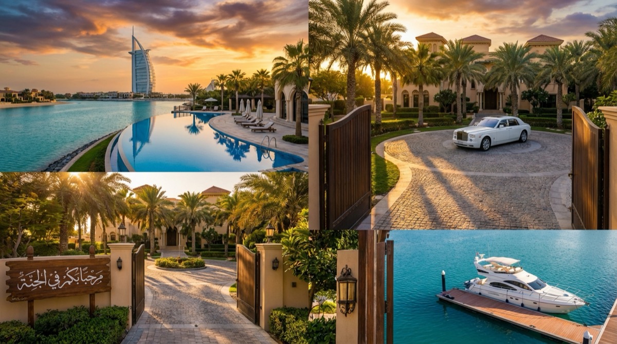 Dubai luxury skyline and waterfront properties